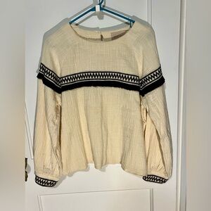 Moon River Cream and Black Blouse